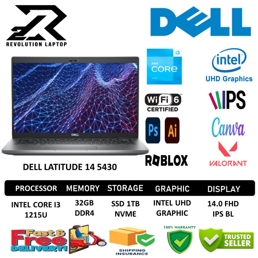 LAPTOP DELL LATITUDE 14 5430 INTEL I3 1215U 32GB 1TB 14.0 FHD IPS BL WIN11PRO ORI