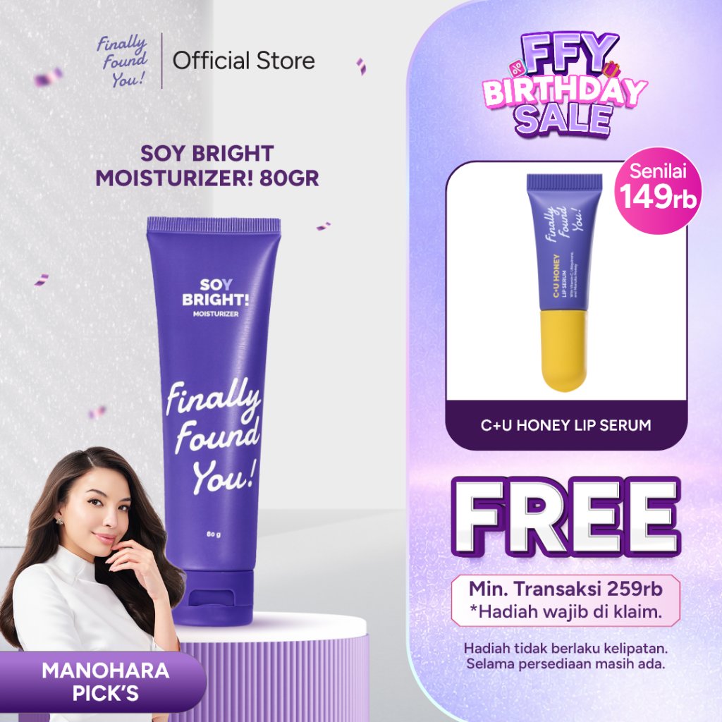 Finally Found You! BIG SIZE SOY BRIGHT! Moisturizer - 2in1 Primer Makeup dan Gel Pelembab Wajah Siang dan Malam untuk Semua Jenis Kulit
