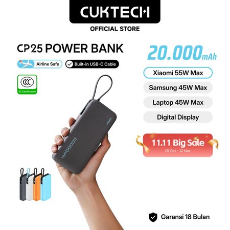 CUKTECH Powerbank 20.000 mAh 55W (CP25)