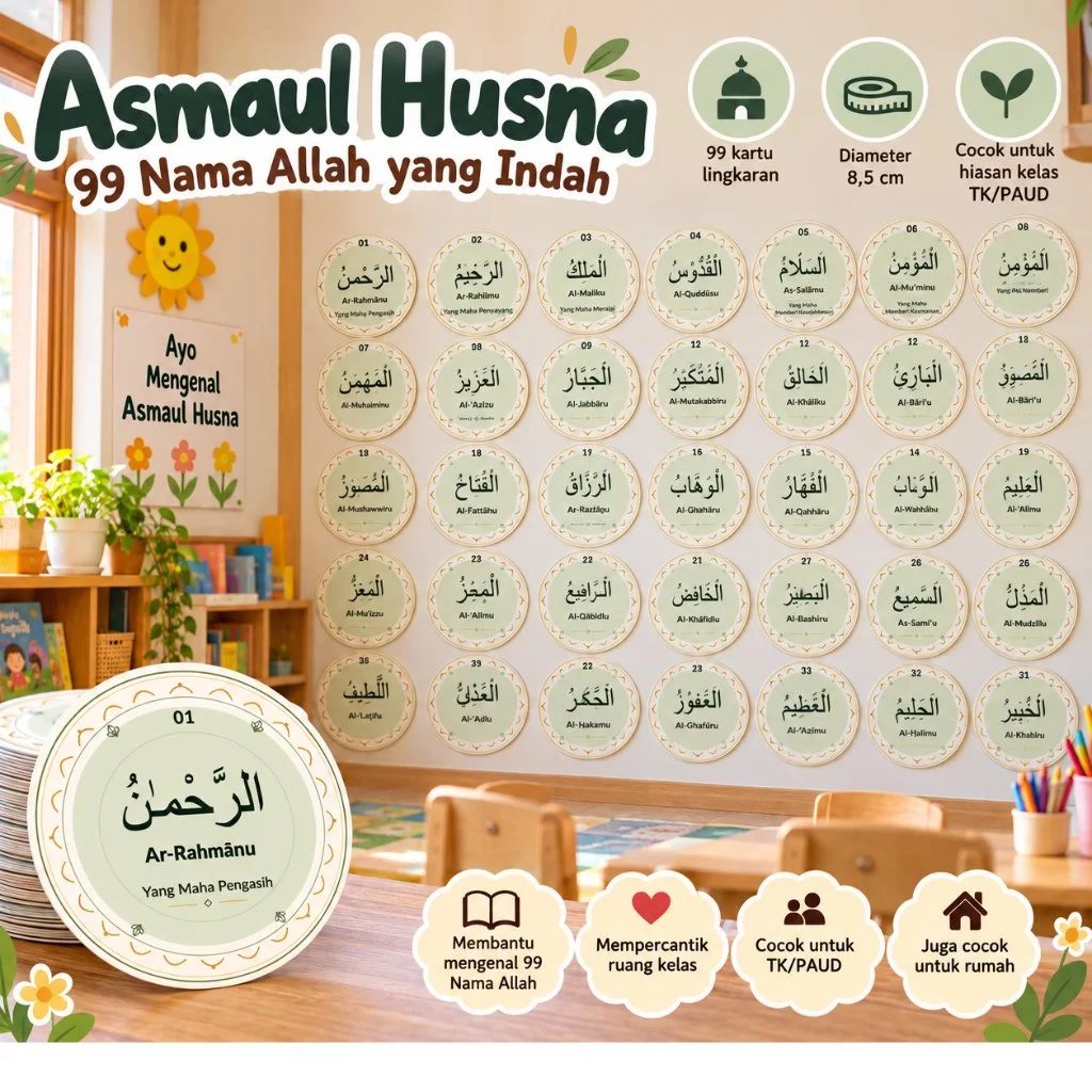 Asmaul Husna 99 Kartu Lingkaran Nama Allah