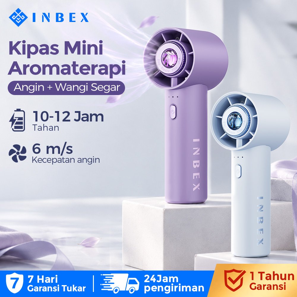 INBEX IF08 Kipas Angin Portable Mini Aromaterapi Kipas Genggam 10000RPM Brushless 1800mAh Type-C Fast Aroma Diffuser Pengharum Ruangan Wanita for Kantor Komuter Travelling Kuliah