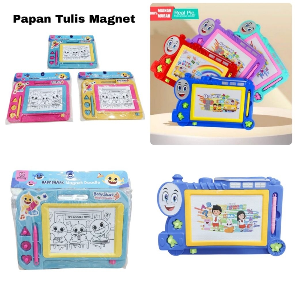 Jual 1163 mainan anak papan tulis magnet kereta magic drawing board ...