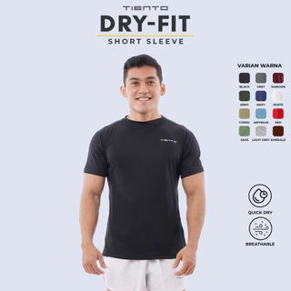 Tiento Kaos Running Dry Fit Baju Olahraga Lari Pria Gym Pakaian Sport Lengan Pendek Pria