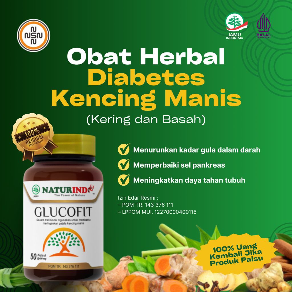 GLUCOFIT : Obat Herbal Gula Darah Diabetes Basah Kering dan Luka Akibat Diabet Naturindo