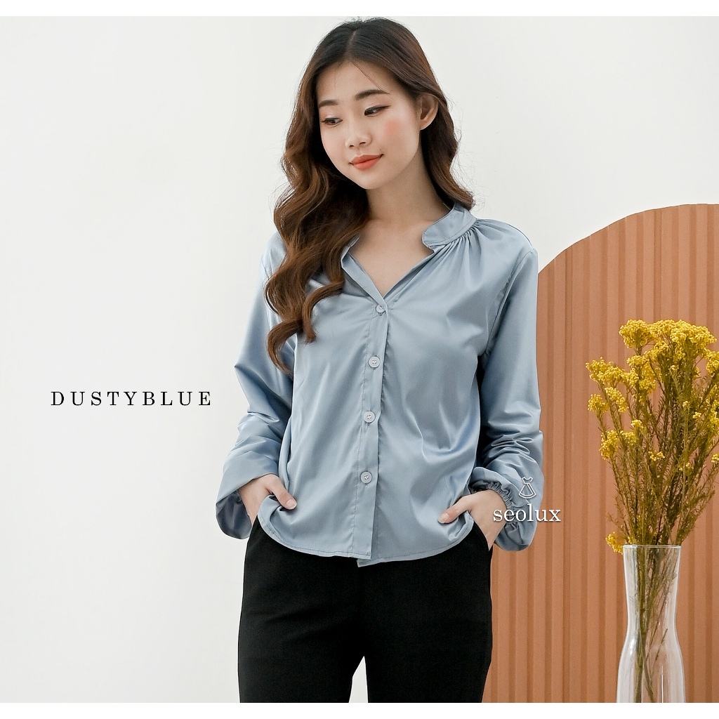 Jual TP607 - Atasan Silk Import Korean Look Kemeja Kerja Wanita ...