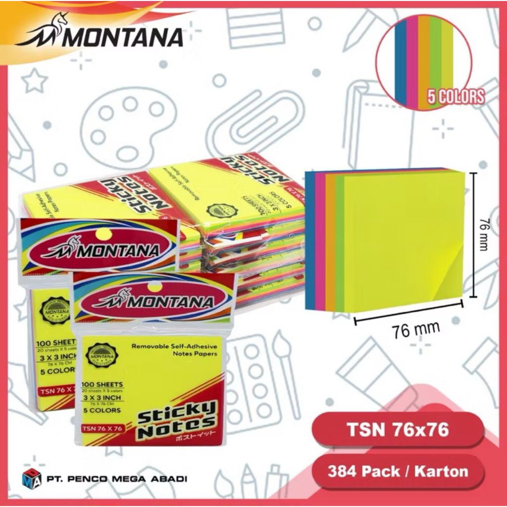 Jual (1pak kecil) STICKY NOTES MONTANA BESAR KECIL / memo tempel kertas ...