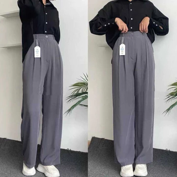 Celana Highwaist Loose Pants Trousers Celana Kerja Wanita Kantor Celana Kulot Wanita Anti Kusut