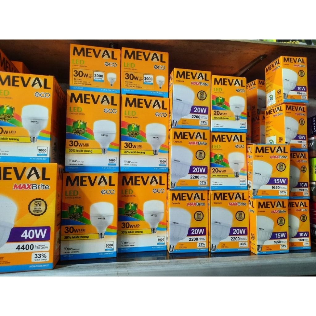 Jual LAMPU LED MEVAL MAXbrite PUTIH 50WAT 40. 30. 20.15.10.5WT SUPER ...