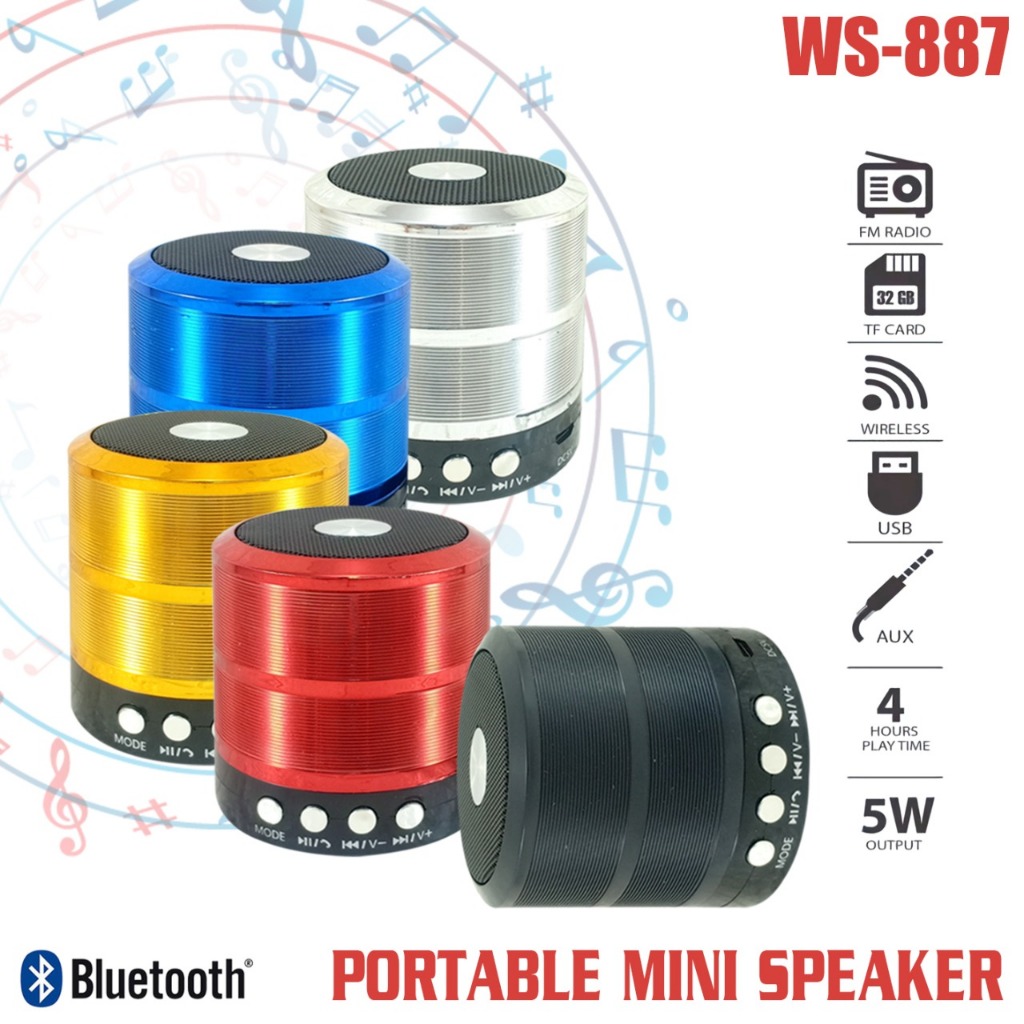 Jual Speaker Bluetooth WS-887 Portable Wireless Speker Mini Music Box ...