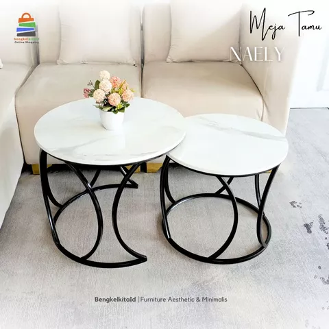 Naely Meja Tamu Minimalis Meja Ruang Tamu Meja Aesthetic Meja Estetik Meja Bulat Meja Sofa