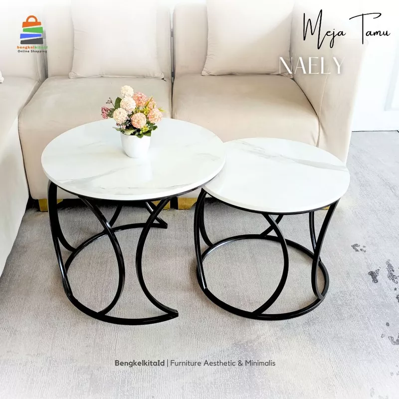 Naely Meja Tamu Minimalis Meja Ruang Tamu Meja Aesthetic Meja Estetik Meja Bulat Meja Sofa
