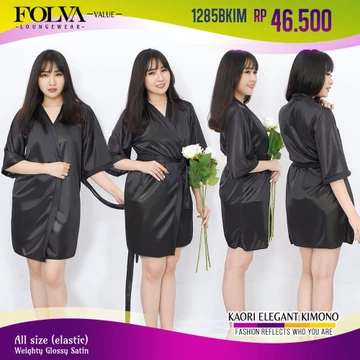 FOLVA Baju Tidur Piyama Wanita Kimono Bridesmaid Robe Satin All Size