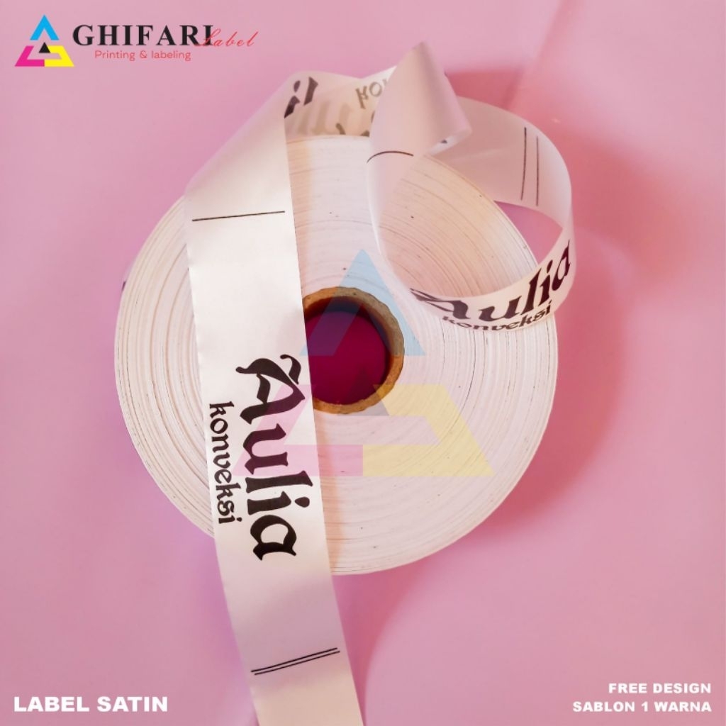 Jual label satin putih 500 pcs,label satin custom,label hijab,label ...