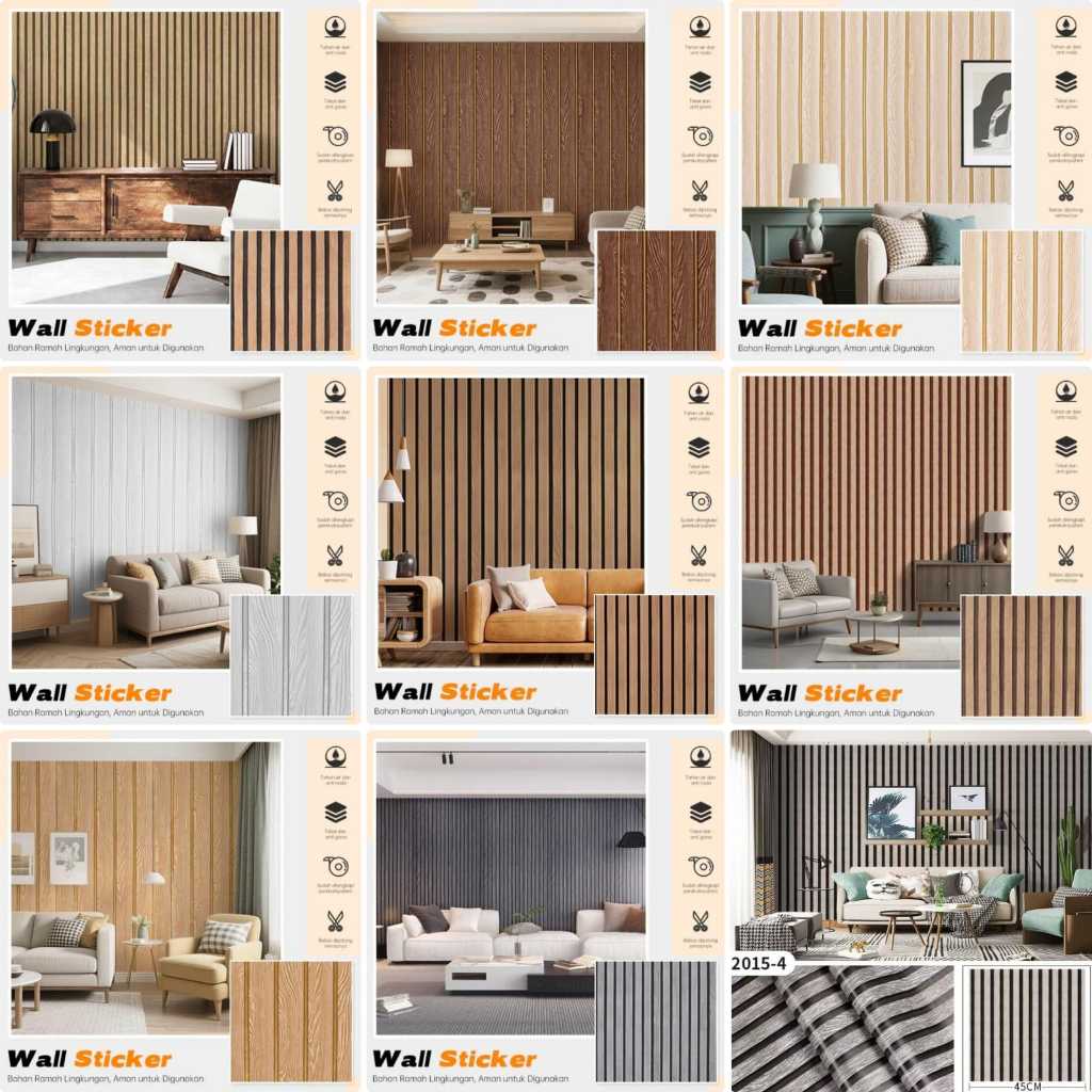 Jual Wallpaper Dinding Sticker Motif Wood Panel Cokelat Abu-Abu Serat ...