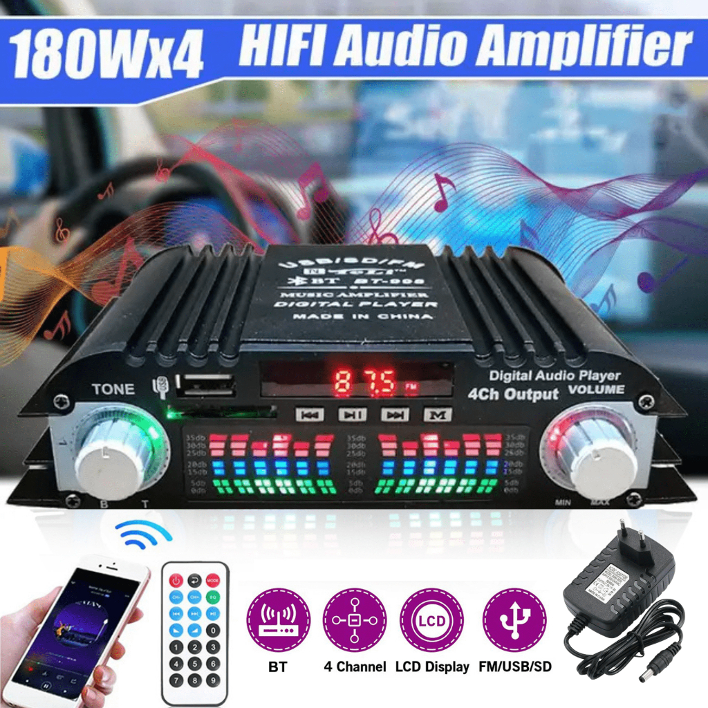 Jual VODOOL Ampli Bluetooth 5.0 Amplifier Mobil Rumahan Mini HiFi ...