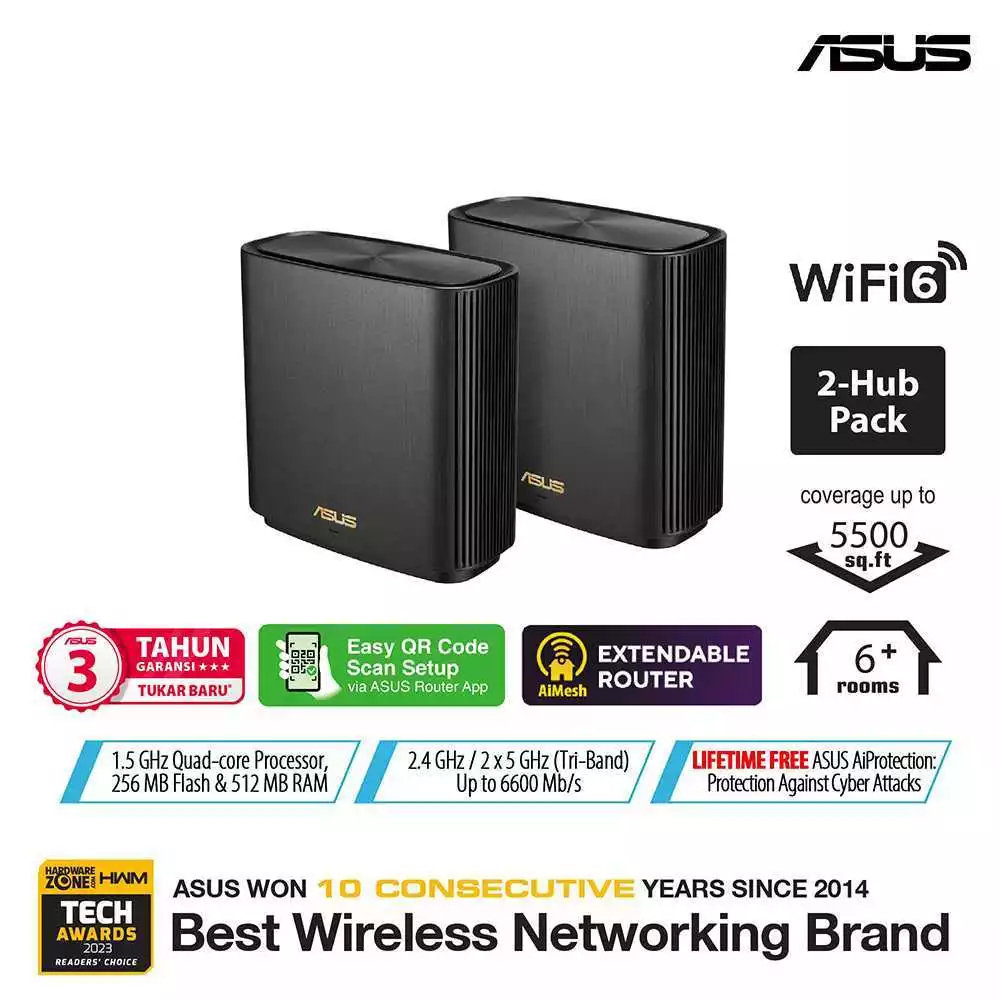 Jual ASUS ROUTER ZENWIFI AX XT8 V2 MESH WIFI 6 802.11AX AX6600 TRI-BAND ...