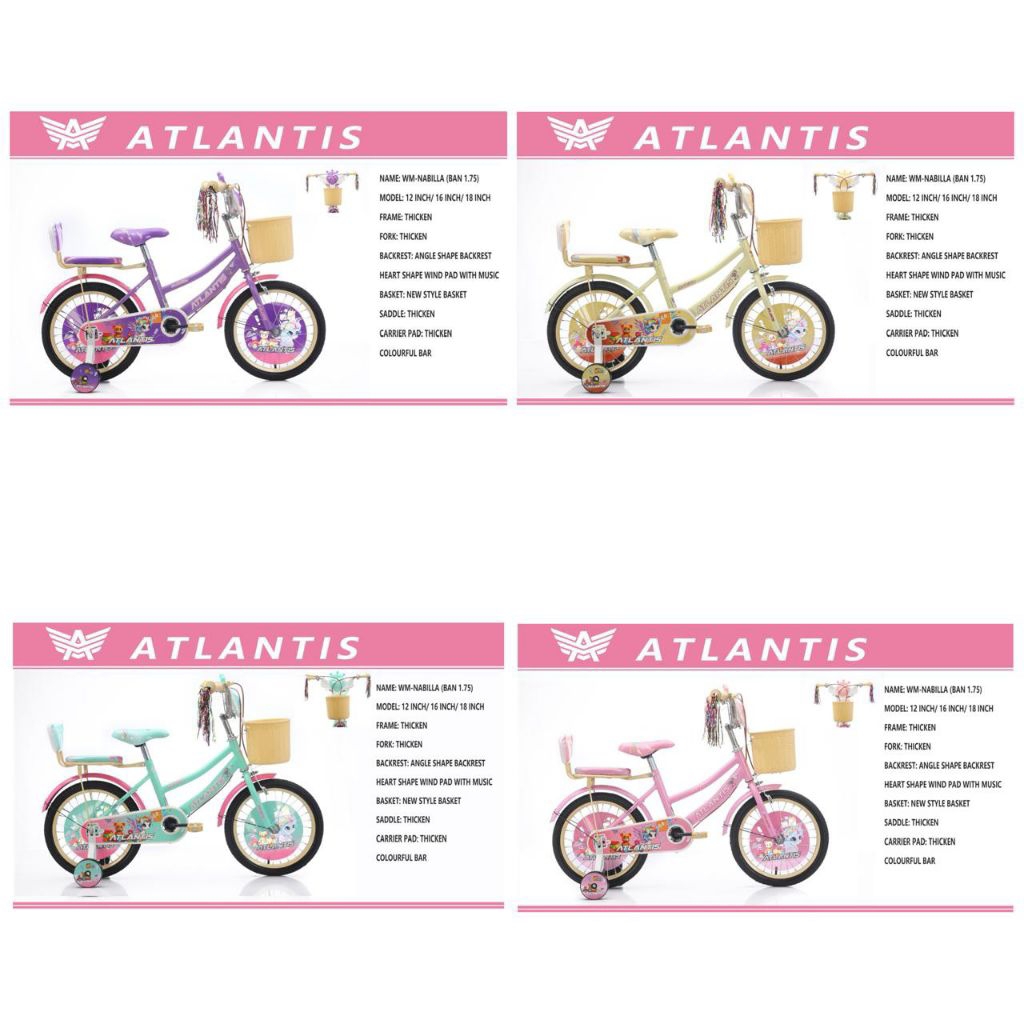 Jual SEPEDA ANAK PEREMPUAN MINI 12, 16, 18 INCH ATLANTIS NABILLA.FREE ...
