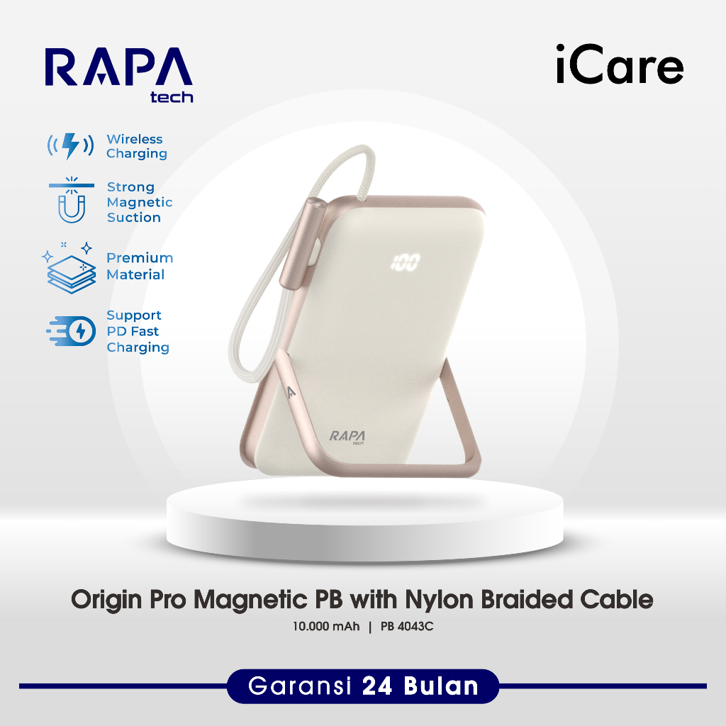 Jual RAPAtech Origin Pro Built in USBC Cable Wireless 15W + PD20W 10. ...