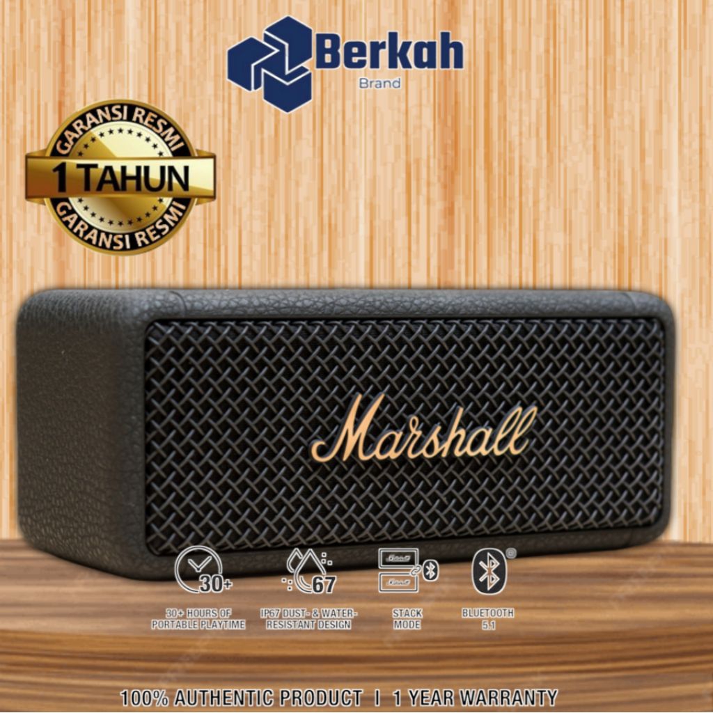 Marshall Emberton Bluetooth Portable Wireless Speaker Bass IPX7 Waterprof  Resistant