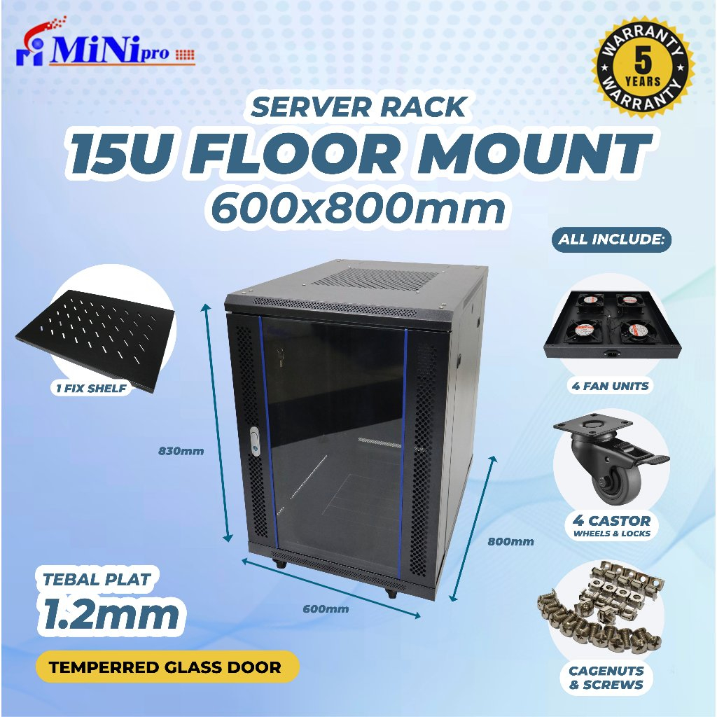 Jual Minipro Rack Server 15U 600x800mm Floor Mount Rack | Shopee Indonesia