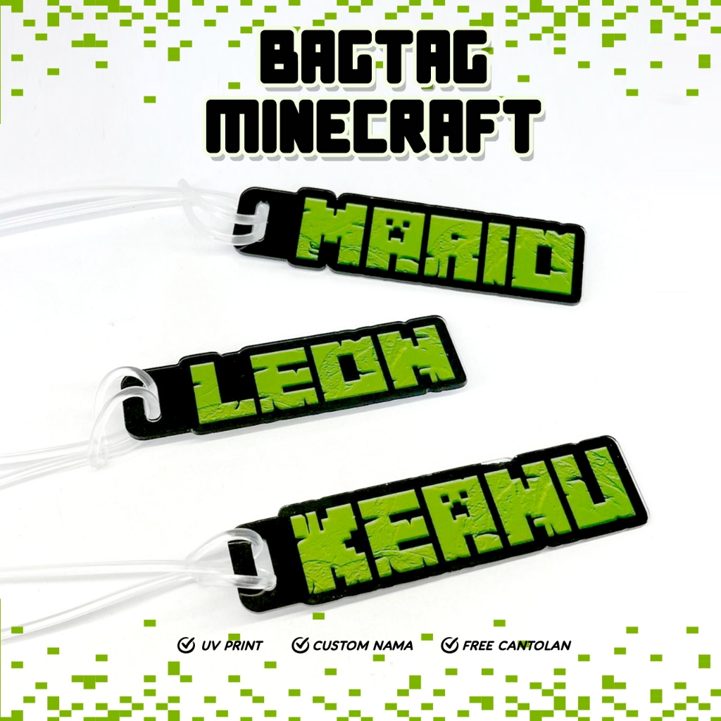 Jual CUSTOM LUGGAGE TAG MINECRAFT / GANTUNGAN TAS NAMA / BAG TAG ...