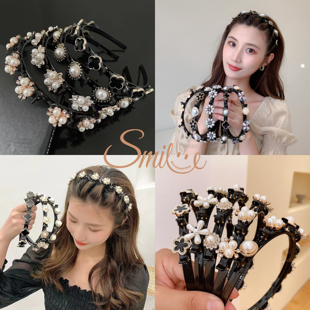 Jual IWS BANDO DAN JEPIT RAMBUT 2 IN 1 KOREA STYLE MOTIF MUTIARA BUNGA ...