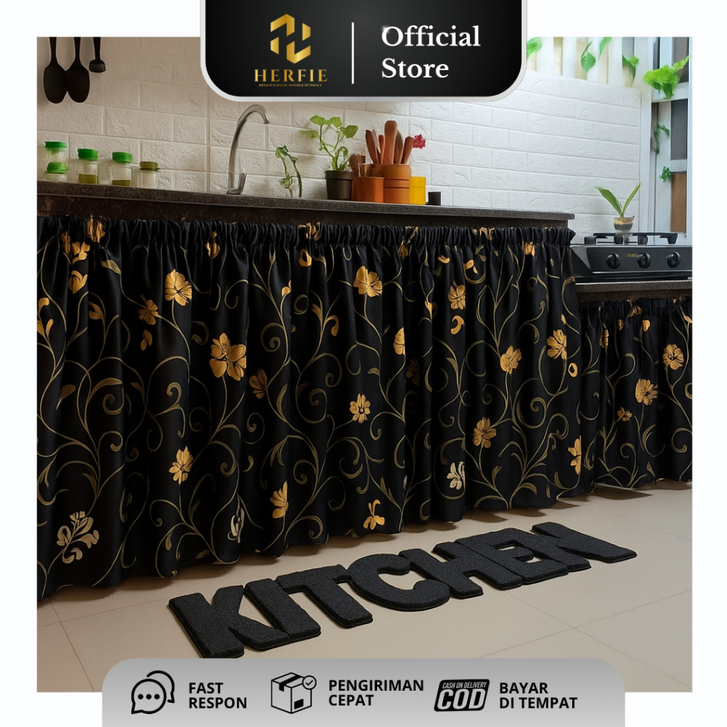 Herfie - Gorden Kolong Minimalis 4 pcs Ukuran 100x70 cm Free Tali Adem