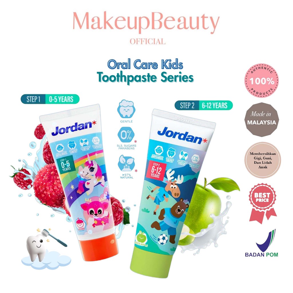 Jual JORDAN Kids Toothpaste Milk Teeth Step 1 (0-5 Years) | Permanent ...