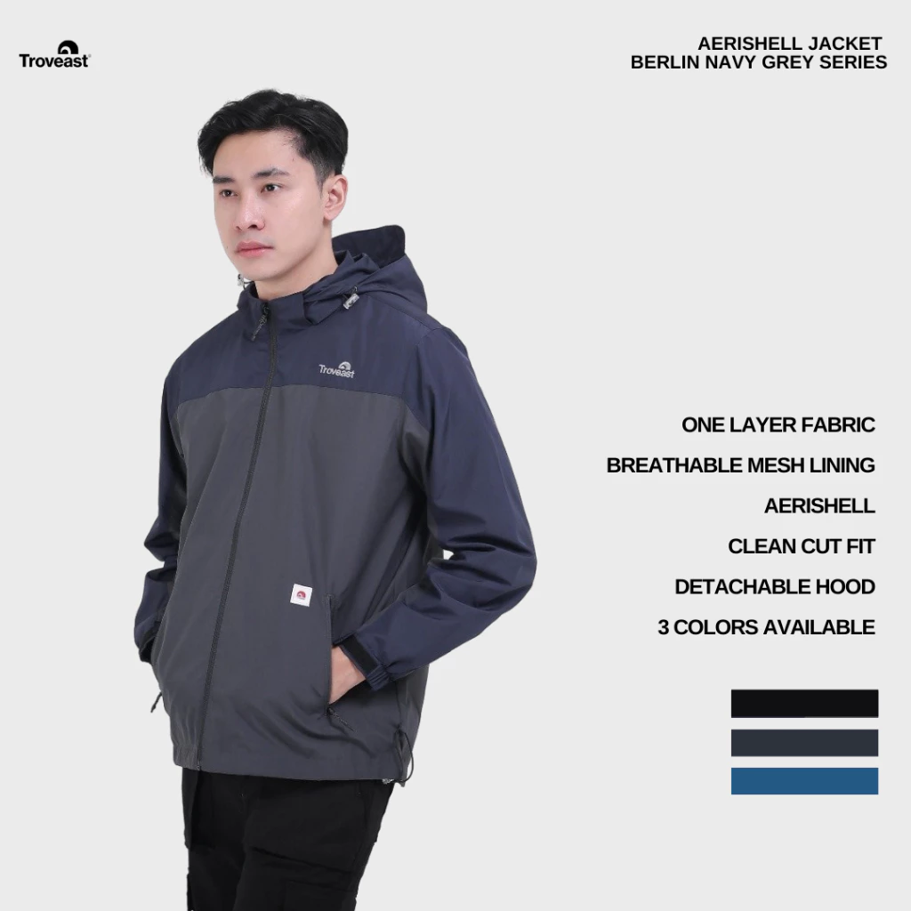 Troveast Urban Jacket Breathable Aerishell Series Berlin Navy Grey