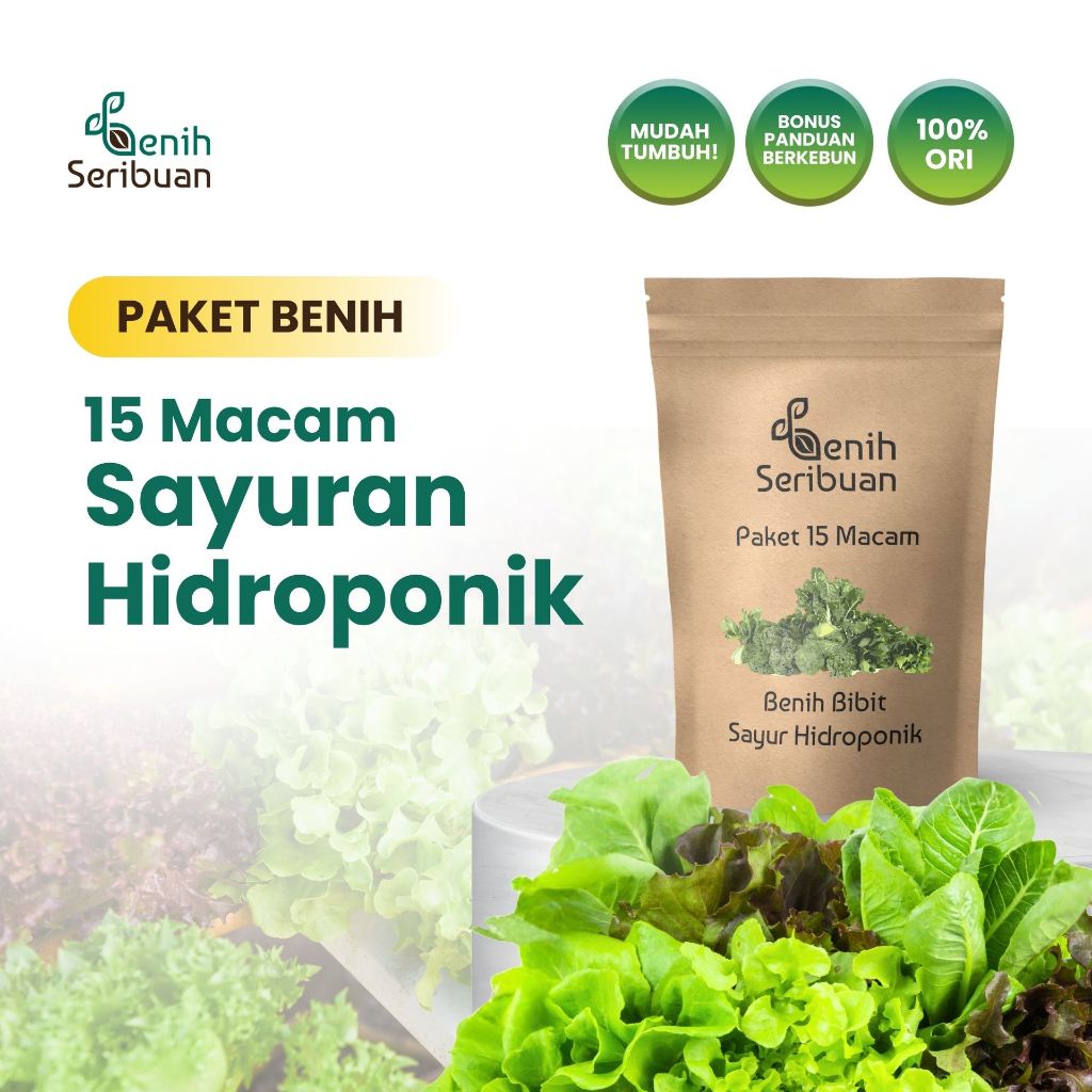 Benih Seribuan - Paket 15 Macam Bibit Sayur Hidroponik Sayuran Daun Unggul