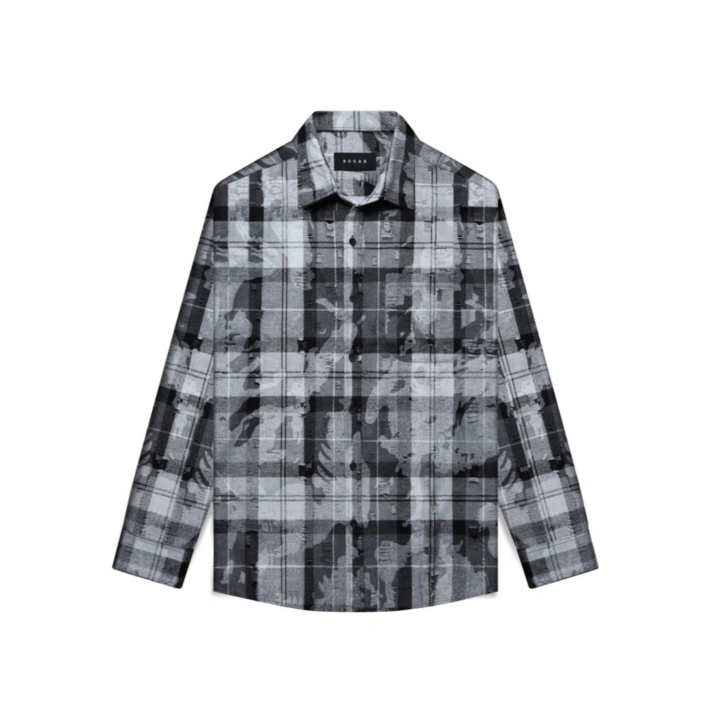 Jual RUCAS FLANNEL CAMO DISTRESSED GREY Kemeja Abu ORIGINAL | Shopee ...