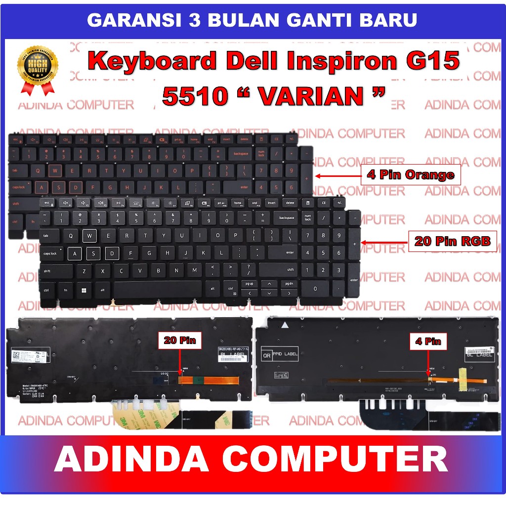 Jual Keyboard Dell Inspiron G15 5510 G15 5511 G15 551…