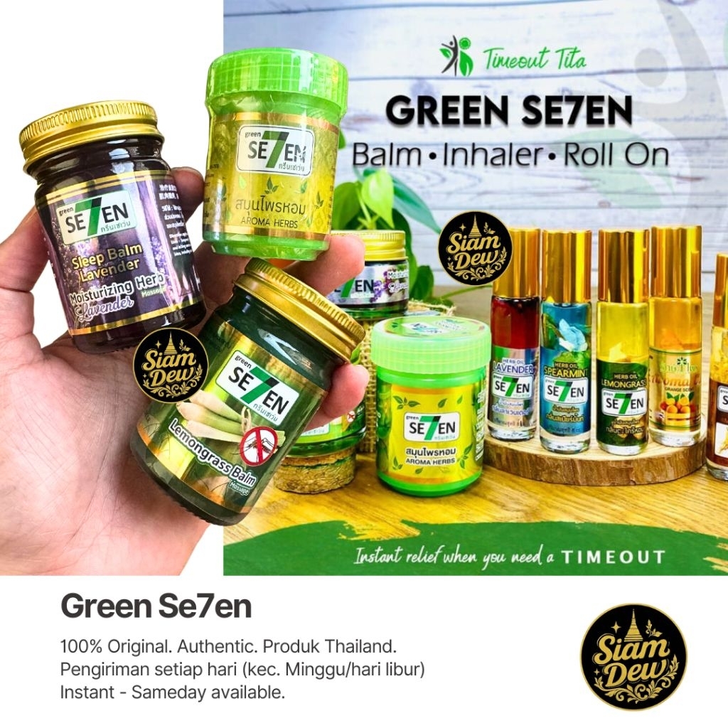 Jual [Produk Thailand] inhaler THAI GREEN SEVEN minyak angin herb ...