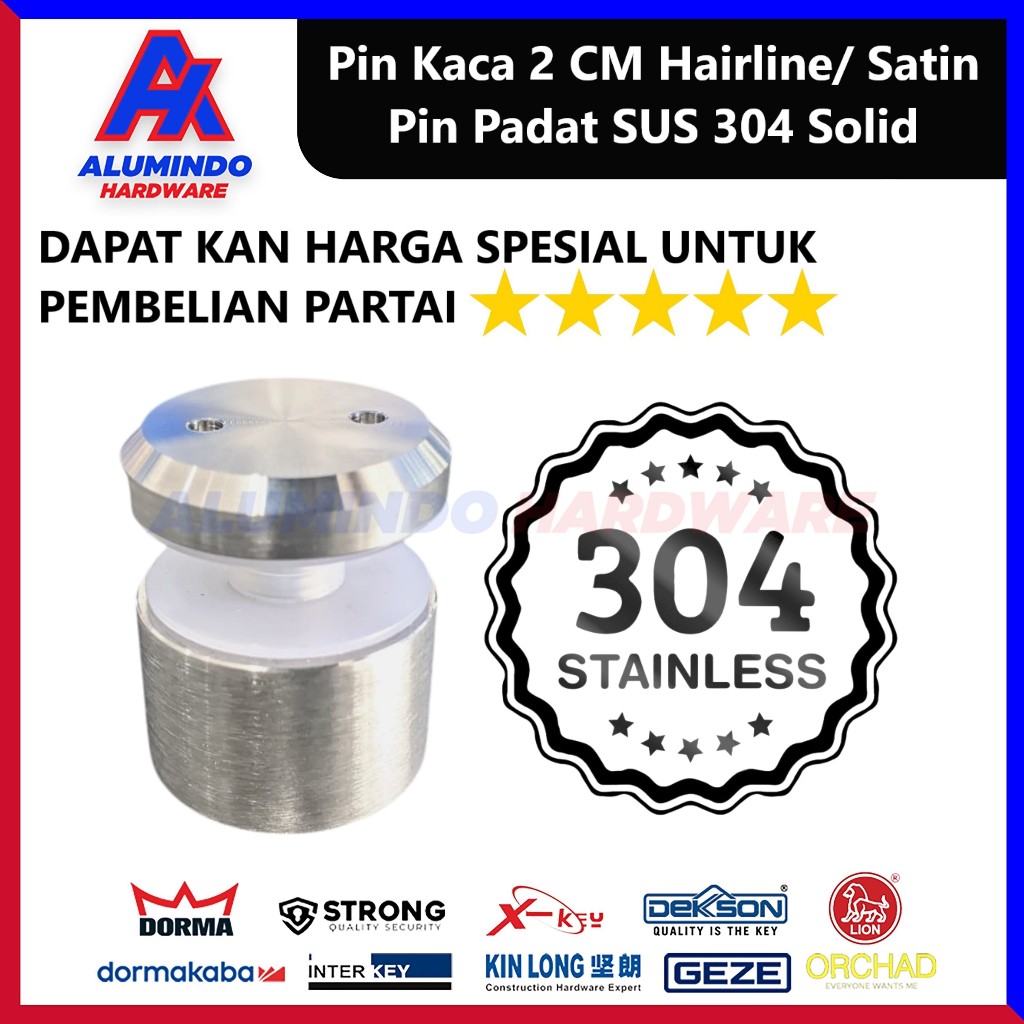 Jual Glass Pin Holder 2 cm Penjepit Kaca Railing Tembok Stainless Steel ...