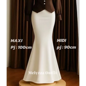 Rok Mermaid Skirt Maxi Midi Rok Panjang Duyung Scuba Premium Halus Lembut Jatuh Tanpa Jahitan
