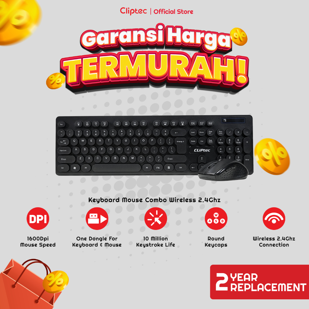 Jual Keyboard Mouse Wireless Combo Set Multimedia Cliptec RZK335 ...