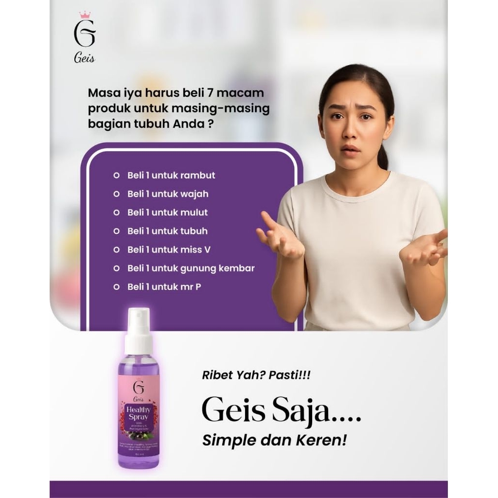 Jual Geis Healthy Spray Multi Manfaat untuk seluruh tubuh | Shopee ...