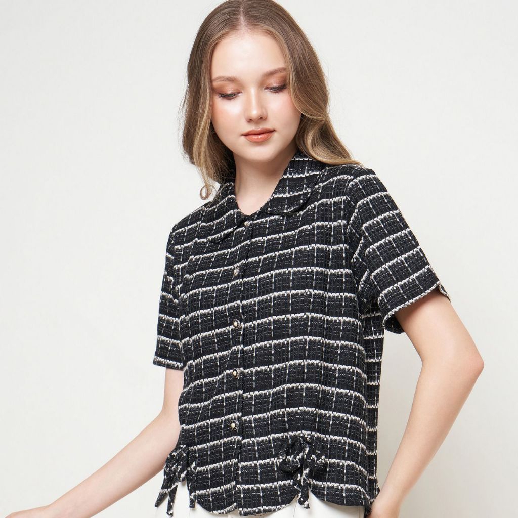 Jual [CALEA] CALEA KNITE BLOUSE RIBBON #1953 | Shopee Indonesia