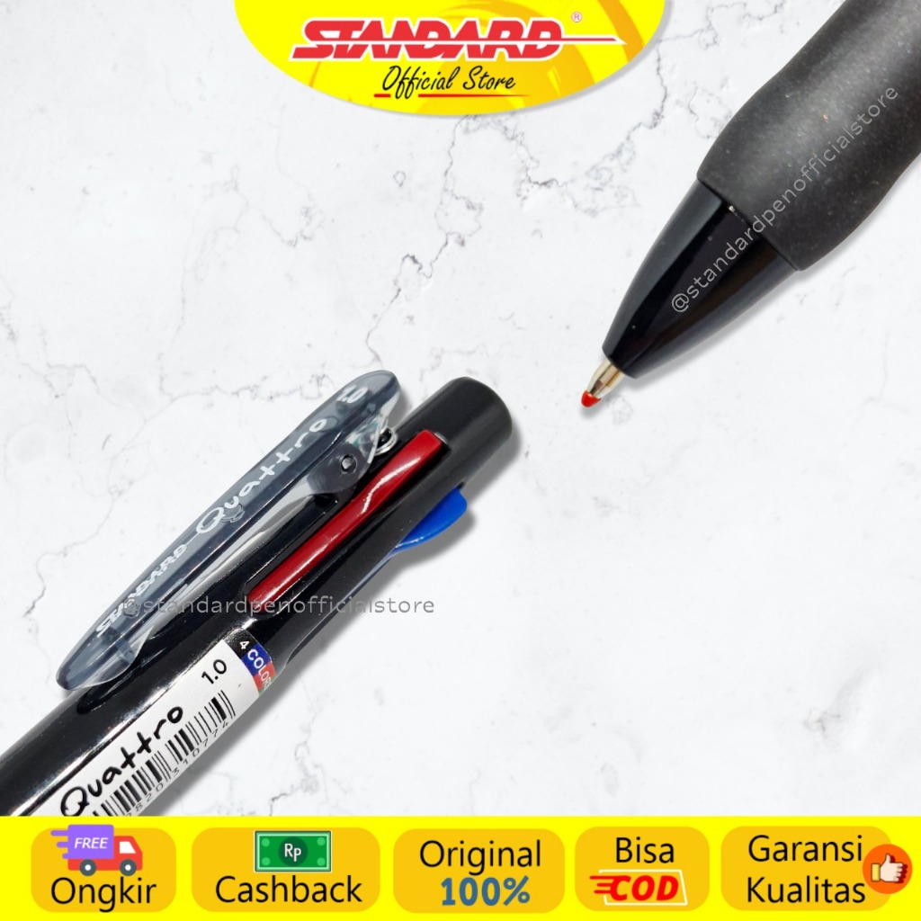 Standard - Pulpen Quattro 1.0 - Oil Gel  4 IN 1  /Set ( Alat Tulis / Pen / Ballpoint / Pena ) (2)