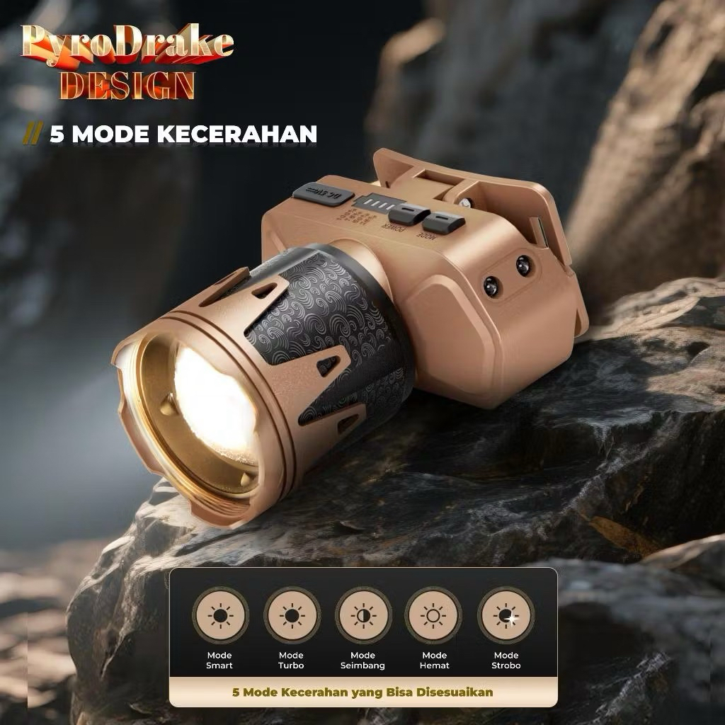 Jual AOKI PYRODRAKE LED SENTER KEPALA 3 CAHAYA WARNA 2500LUMENS ...