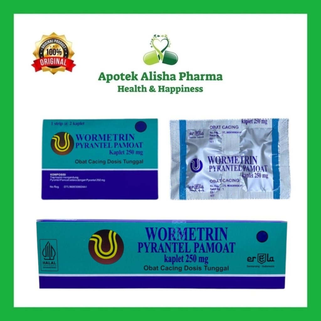 Jual Wormetrin Pyrantel Pamoate 250mg Strip isi 2 Tablet Obat Cacing ...