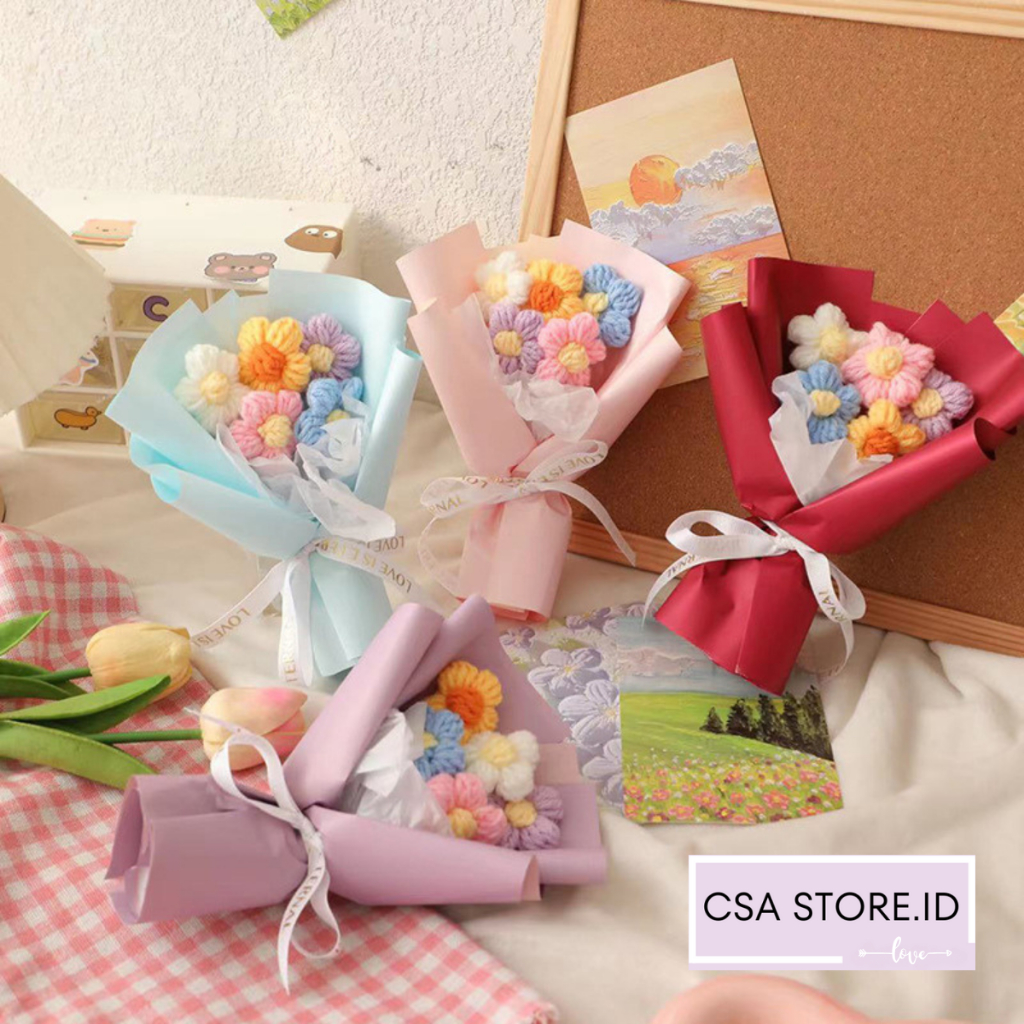Jual Buket Bunga Mini Wol Rajut Kawat Bulu / Mini Artificial Flower ...