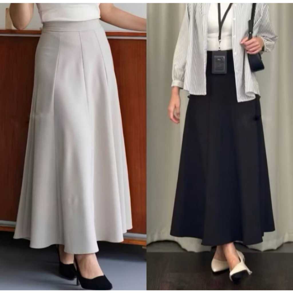 Jual Rok Wanita Panjang Scuba Premium – Model Maxi Loose Flare | Shopee ...