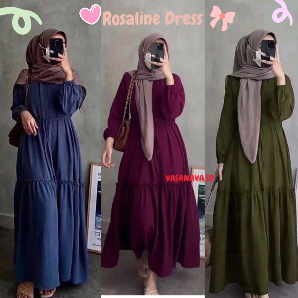 Rosaline Gamis Wanita Muslimah Crinkle Airflow