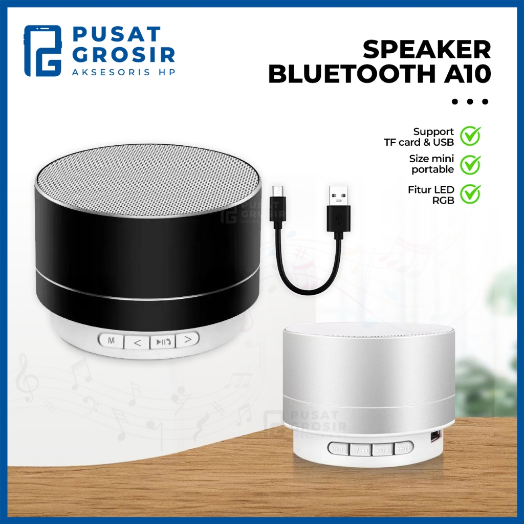 Jual Speaker Bluetooth Mini A10 LED Light portable rechargeable spiker ...