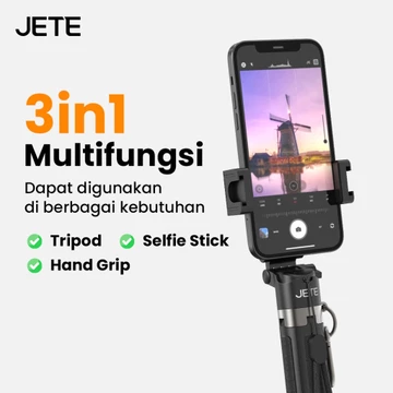 Tripod Bluetooth JETE H19 Portable Mini Tongsis Selfie Stick 360 Rotation With Postel Wireless