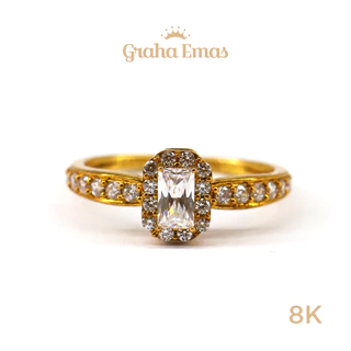 Graha Emas Cincin Emas Kuning Bentuk Rectangle 8K - Yellow Gold Rectangle Model Ring 8 Carat M100