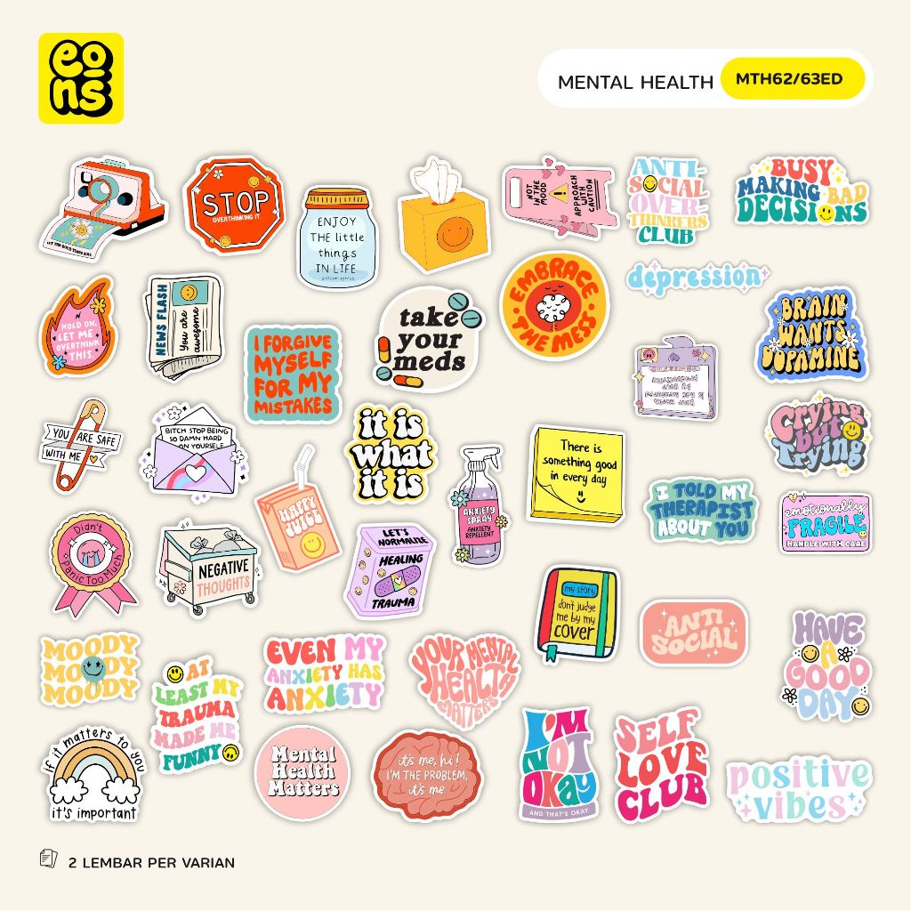 Jual Stiker Kata-Kata Mental Health Vinyl Die Cut Doff - Sticker Quotes ...