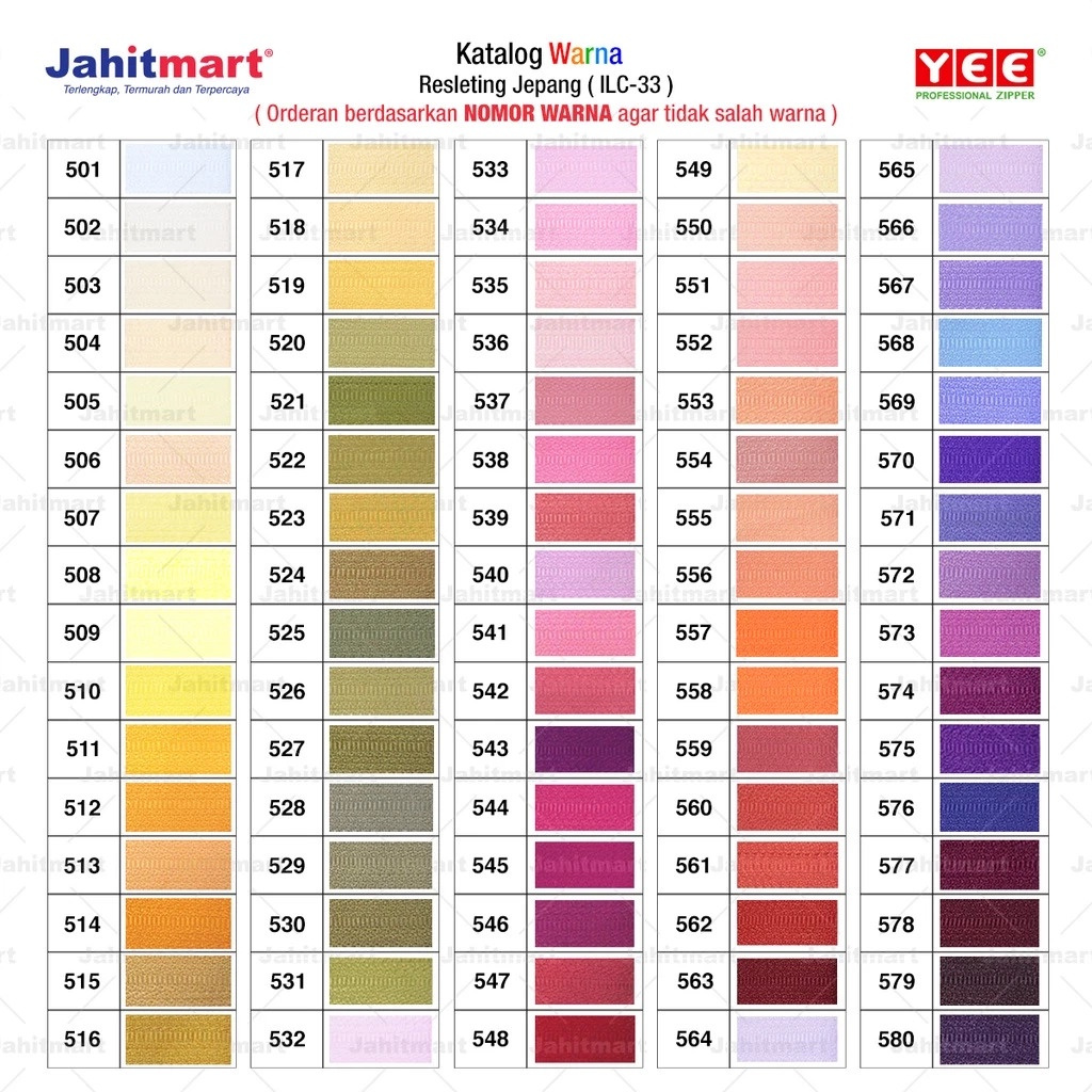 Jual (Part 2) Ritsleting Jepang ILC-33 YEE 20 Inci (50 Cm) kode ( 601 s ...