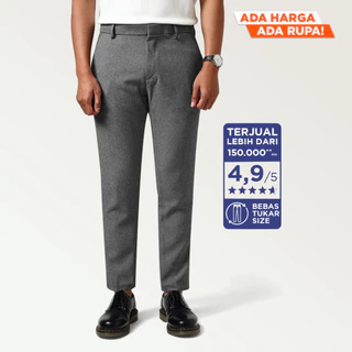 Froyemul LIGHT GREY TROUSERS | Celana Bahan Formal Pria Slim Fit